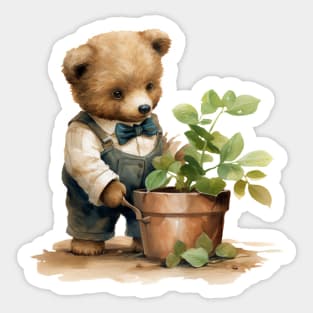 Cute Teddy Bear Gardening Sticker